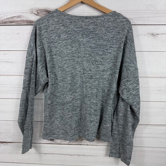 C + D + M Gray 1/4 Button Down Gray Basic Long Sleeve Size M Womens - Picture 4 of 7